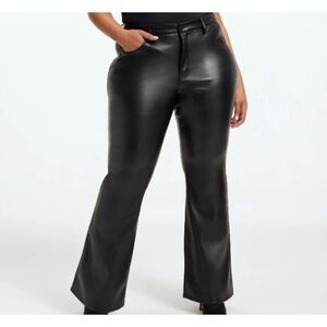 ARULA Black Pleather Flare Pants, Size 16